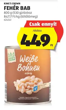 ALDI King's crown fehér bab ajánlat