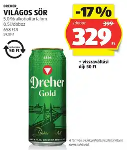 ALDI Dreher világos sör ajánlat