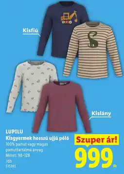 Lidl Lupilu kisgyermek hosszú ujjú póló ajánlat