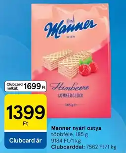 Tesco Manner nyári ostya ajánlat