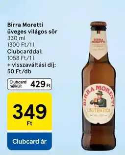 Tesco Birra Moretti üveges világos sör ajánlat