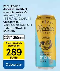 Tesco Pécsi Radler ajánlat
