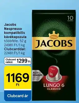 Tesco jacobs nespresso kompatibilis kávékapszula ajánlat