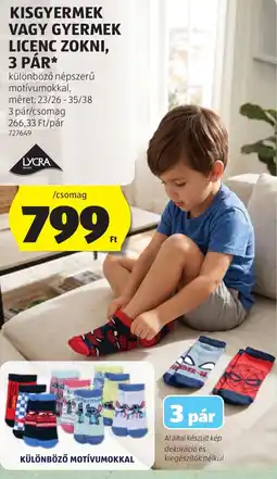ALDI Lycra kisgyermek vagy gyermek licenc zokni ajánlat