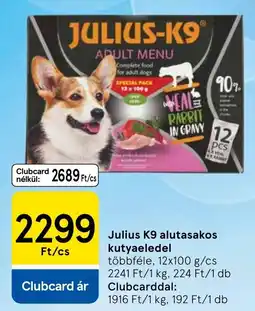 Tesco Julius k9 alutasakos kutyaeledel ajánlat