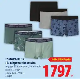 Lidl Esmara kids fiú biopamut boxeralsó ajánlat