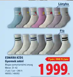 Lidl Esmara kids gyermek zokni ajánlat