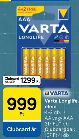 Tesco Varta longlife elem ajánlat