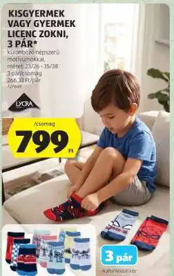 ALDI Kisgyermek vagy gyermek licenc zokni, 3 pár ajánlat