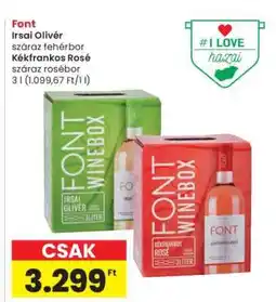 Interspar Font Irsai Olivér száraz fehérbor / Kékfrankos Rosé száraz rosébor ajánlat