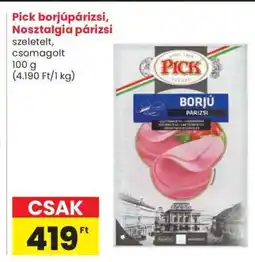 Spar Pick borjúpárizsi, Nosztalgia párizsi ajánlat