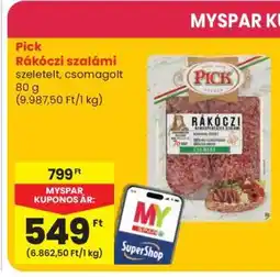 Spar PICK Rákóczi szalámi ajánlat