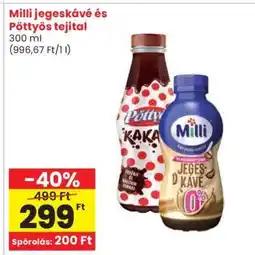 Spar Milli jegeskávé és Pöttyös tejital ajánlat