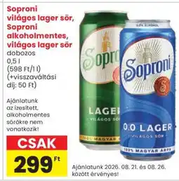 Spar Soproni világos lager sör, Soproni alkoholmentes világos lager sör ajánlat