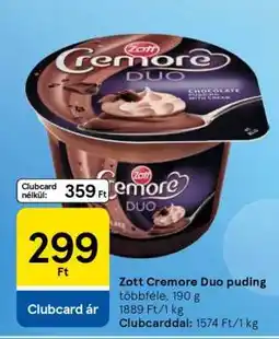 Tesco ZOTT Cremore duo puding ajánlat