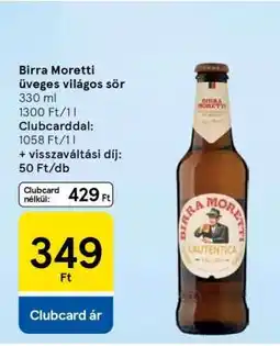 Tesco Birra Moretti üveges világos sör ajánlat