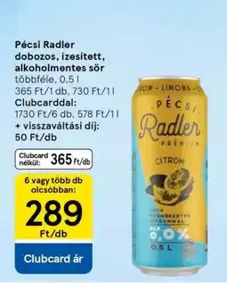 Tesco Pécsi Radler ajánlat