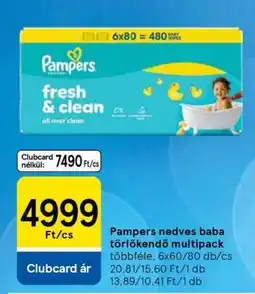 Tesco Pampers nedves baba törlőkendő multipack ajánlat