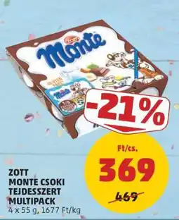 PENNY Zott Monte Csoki Tejdesszert Multipack ajánlat