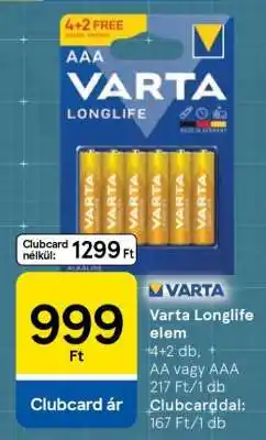 Tesco Varta Longlife elem ajánlat