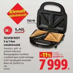 Lidl Silvercrest 3 az 1-ben szendvicssütő ajánlat