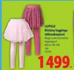 Lidl LUPILU Kislány leggings tüllszoknyával ajánlat