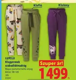 Lidl lupilu Kisgyermek szabadidőnadrág ajánlat