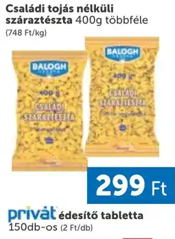 PRIVÁT Balogh családi tojás nélküli száraztészta ajánlat