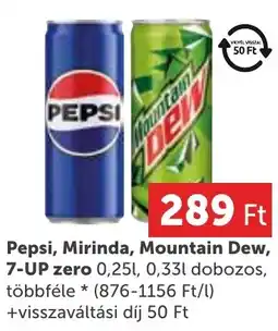 PRIVÁT Pepsi, Mirinda, Mountain Dew, 7-UP zero ajánlat