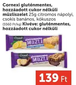PRIVÁT Cornexi gluténmentes, hozzáadott cukor nélküli müzliszelet ajánlat