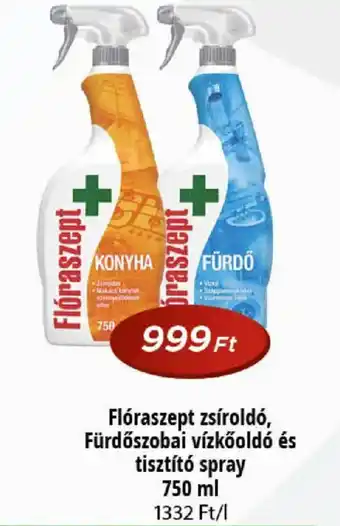 Flóraszept zsíroldó, fürdőszobai vízkőoldó és tisztító spray