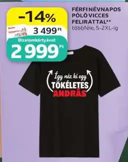 Auchan FÉRFI NÉVNAPOS PÓLÓ VICCES FELIRATTAL ajánlat