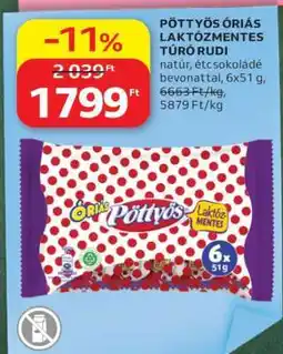 Auchan PÖTTYÖS ÓRIÁS LAKTÓZMENTES TÚRÓ RUDI ajánlat