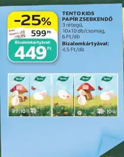 Auchan Tento Kids papír zsebkendő ajánlat
