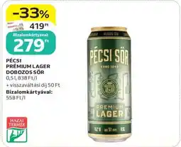 Auchan Pécsi Prémium Lager Dobozos Sör ajánlat