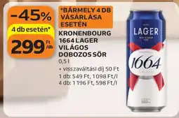 Auchan KRONENBOURG 1664 LAGER VILÁGOS DOBOZOS SÖR ajánlat