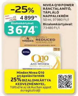 Auchan NIVEA Q10 POWER RÁNCTALANÍTÓ, TÁPLÁLÓ NAPPALI KRÉM ajánlat