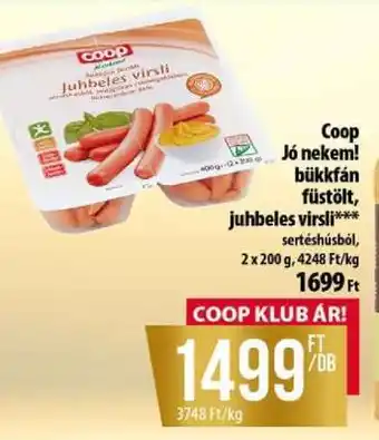 Coop Jó nekem! Bükkfán füstölt juhbeles virsli