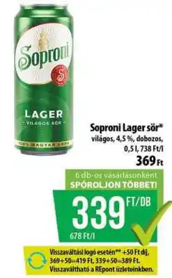 Coop Soproni lager sör ajánlat