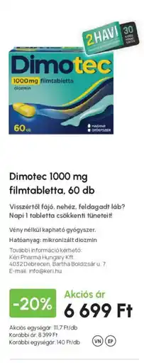 Alma Gyógyszertárak Dimotec 1000 mg filmtabletta ajánlat