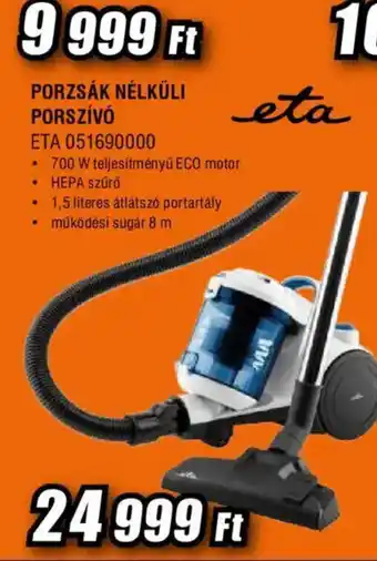 Eta porzsák nélküli porszívó