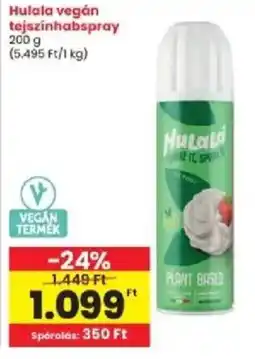 Interspar Hulala vegán tejszinhabspray ajánlat