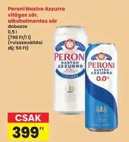 Interspar Peroni Nastro Azzurro világos sör, alkoholmentes sör ajánlat