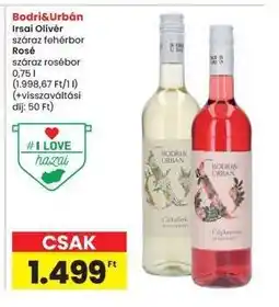 Interspar Bodri&Urbán Irsai Olivér száraz fehérbor Rosé száraz rosébor ajánlat