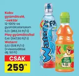 Spar Kubu gyümölcslé, -nektár ajánlat