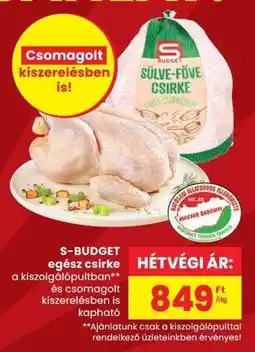 Spar S-BUDGET egész csirke ajánlat