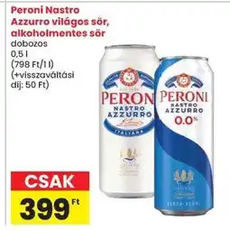 Spar Peroni Nastro Azzurro világos sör, alkoholmentes sör ajánlat