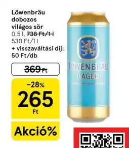 Tesco Löwenbräu dobozos világos sör ajánlat