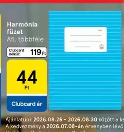 Tesco Harmónia füzet ajánlat
