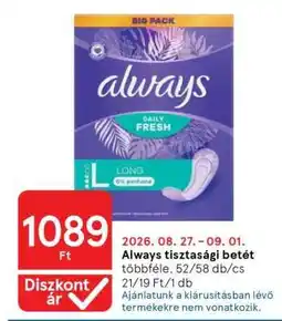 Tesco Always tisztasági betét ajánlat